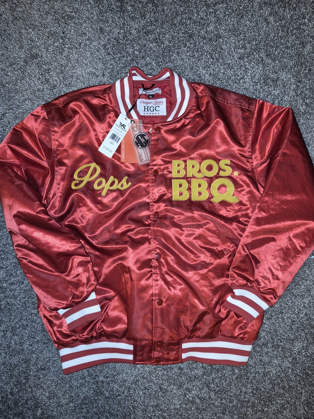 Nostalgia Red Satin Varsity Bomber Jacket with Yellow Embroidery